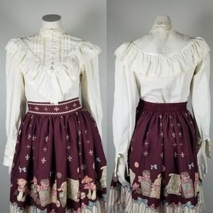 Vintage 70s Jessica's Gunnies/ Gunne Sax Ruffled Ivory Blouse with Lace